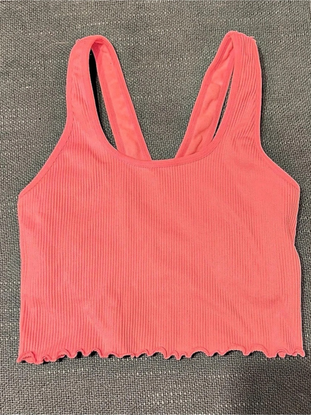 Free People Ribbed Scallop Crop Top in Pink Size S/XS